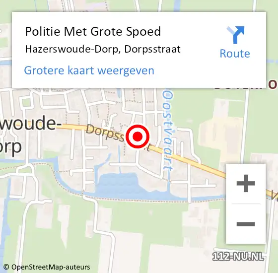 Locatie op kaart van de 112 melding: Politie Met Grote Spoed Naar Hazerswoude-Dorp, Dorpsstraat op 28 mei 2023 15:59