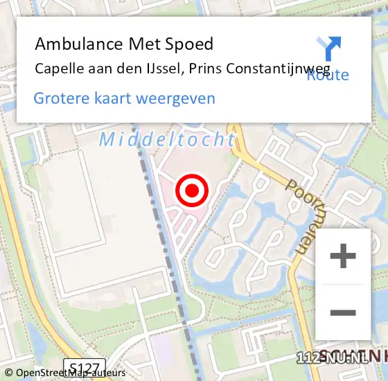 Locatie op kaart van de 112 melding: Ambulance Met Spoed Naar Capelle aan den IJssel, Prins Constantijnweg op 28 mei 2023 16:09