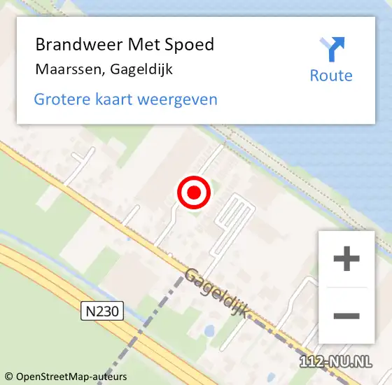 Locatie op kaart van de 112 melding: Brandweer Met Spoed Naar Maarssen, Gageldijk op 28 mei 2023 16:09