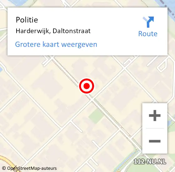 Locatie op kaart van de 112 melding: Politie Harderwijk, Daltonstraat op 28 mei 2023 16:18