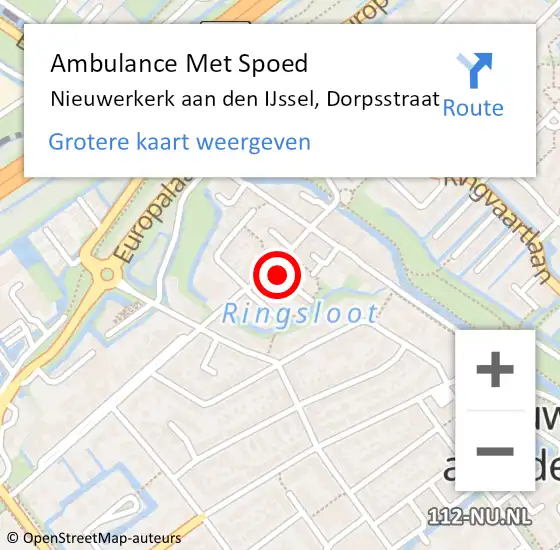 Locatie op kaart van de 112 melding: Ambulance Met Spoed Naar Nieuwerkerk aan den IJssel, Dorpsstraat op 28 mei 2023 16:30