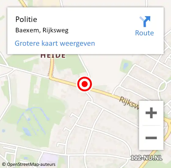 Locatie op kaart van de 112 melding: Politie Baexem, Rijksweg op 28 mei 2023 16:38