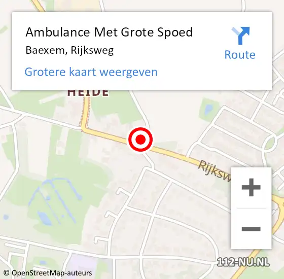 Locatie op kaart van de 112 melding: Ambulance Met Grote Spoed Naar Baexem, Rijksweg op 28 mei 2023 16:39