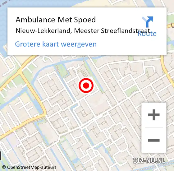 Locatie op kaart van de 112 melding: Ambulance Met Spoed Naar Nieuw-Lekkerland, Meester Streeflandstraat op 28 mei 2023 16:52