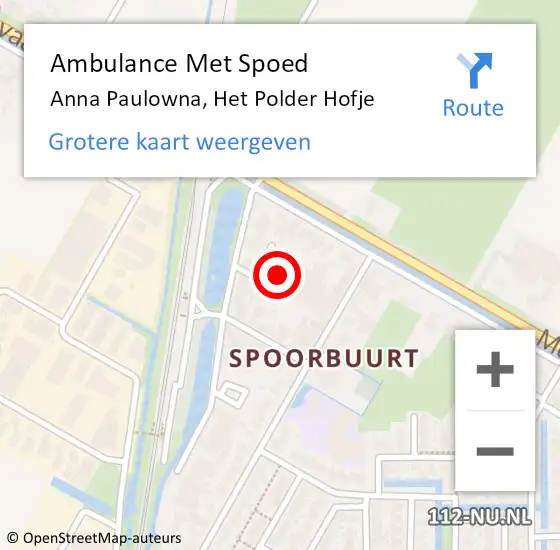 Locatie op kaart van de 112 melding: Ambulance Met Spoed Naar Anna Paulowna, Het Polder Hofje op 28 mei 2023 16:57