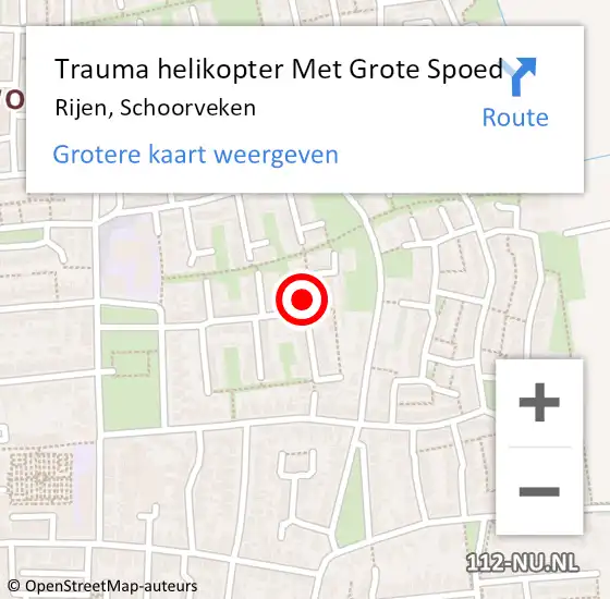 Locatie op kaart van de 112 melding: Trauma helikopter Met Grote Spoed Naar Rijen, Schoorveken op 28 mei 2023 17:01
