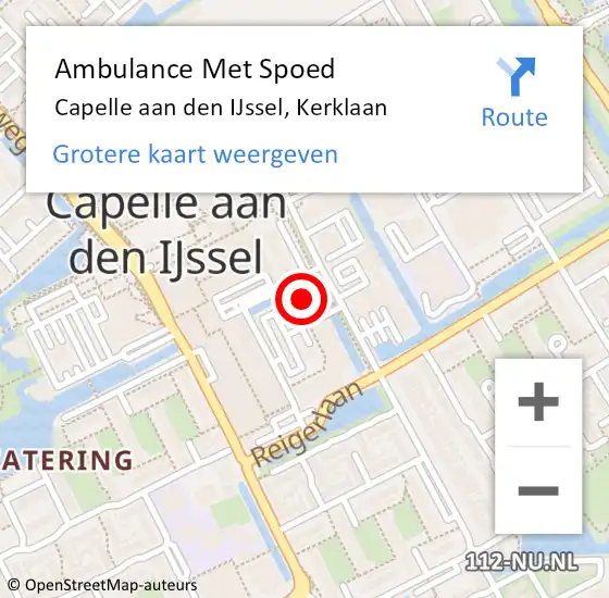 Locatie op kaart van de 112 melding: Ambulance Met Spoed Naar Capelle aan den IJssel, Kerklaan op 28 mei 2023 17:04