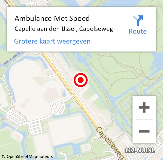 Locatie op kaart van de 112 melding: Ambulance Met Spoed Naar Capelle aan den IJssel, Capelseweg op 28 mei 2023 17:10