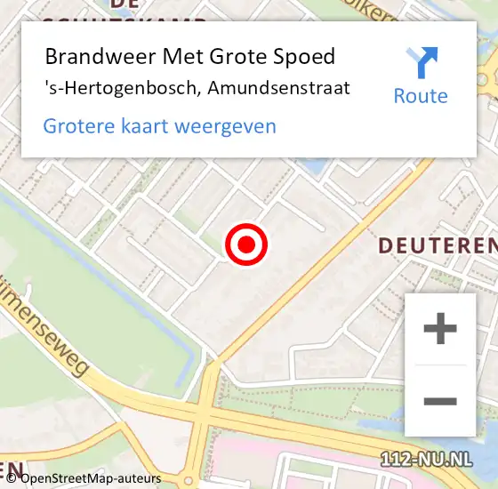 Locatie op kaart van de 112 melding: Brandweer Met Grote Spoed Naar 's-Hertogenbosch, Amundsenstraat op 28 mei 2023 18:07