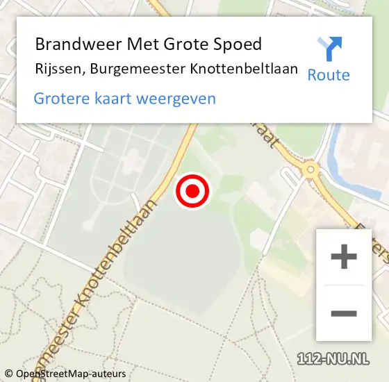 Locatie op kaart van de 112 melding: Brandweer Met Grote Spoed Naar Rijssen, Burgemeester Knottenbeltlaan op 28 mei 2023 18:25