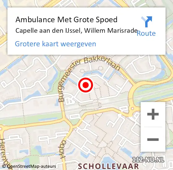 Locatie op kaart van de 112 melding: Ambulance Met Grote Spoed Naar Capelle aan den IJssel, Willem Marisrade op 28 mei 2023 18:32