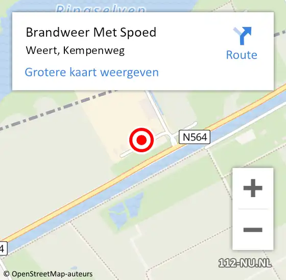 Locatie op kaart van de 112 melding: Brandweer Met Spoed Naar Weert, Kempenweg op 28 mei 2023 18:52