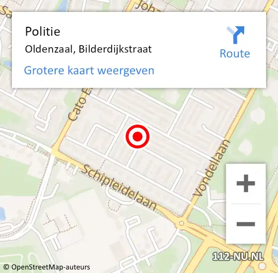 Locatie op kaart van de 112 melding: Politie Oldenzaal, Bilderdijkstraat op 28 mei 2023 19:04