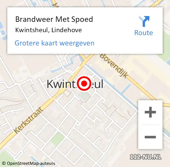 Locatie op kaart van de 112 melding: Brandweer Met Spoed Naar Kwintsheul, Lindehove op 28 mei 2023 19:07