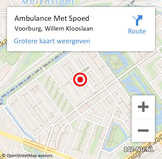 Locatie op kaart van de 112 melding: Ambulance Met Spoed Naar Voorburg, Willem Klooslaan op 28 mei 2023 19:18