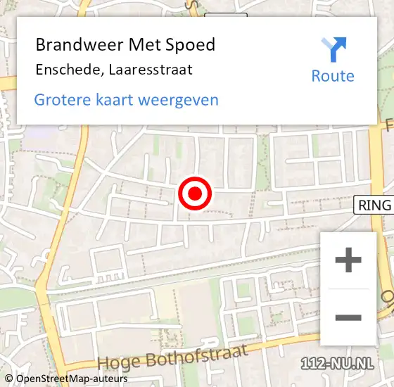 Locatie op kaart van de 112 melding: Brandweer Met Spoed Naar Enschede, Laaresstraat op 27 augustus 2014 04:54