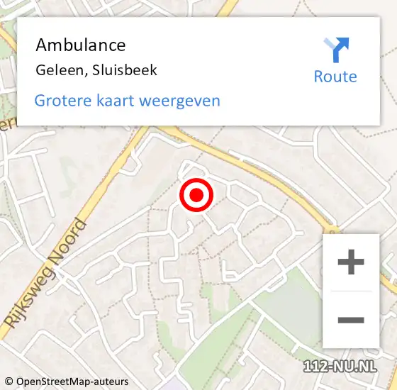 Locatie op kaart van de 112 melding: Ambulance Geleen, Sluisbeek op 27 augustus 2014 05:05