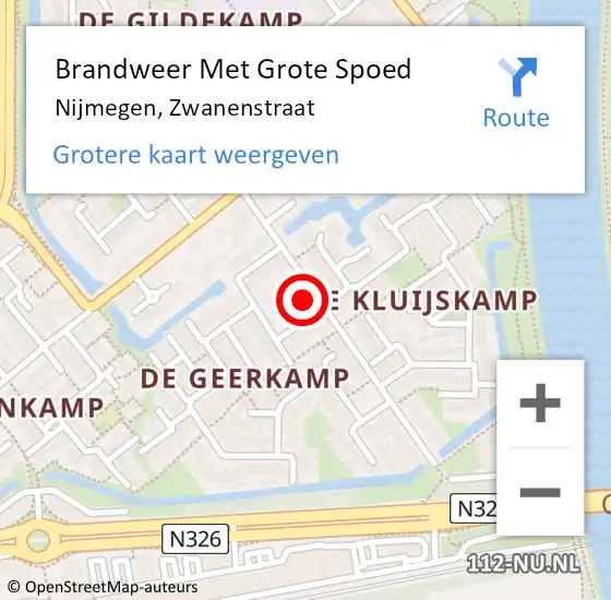 Locatie op kaart van de 112 melding: Brandweer Met Grote Spoed Naar Nijmegen, Zwanenstraat op 28 mei 2023 19:49