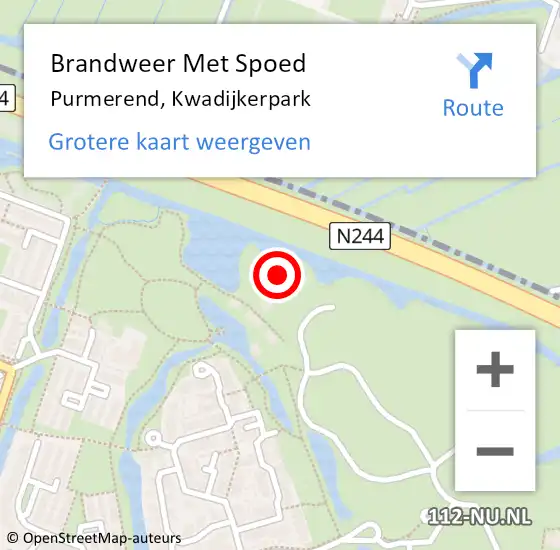 Locatie op kaart van de 112 melding: Brandweer Met Spoed Naar Purmerend, Kwadijkerpark op 28 mei 2023 20:05