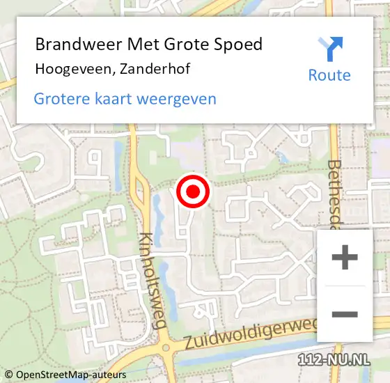 Locatie op kaart van de 112 melding: Brandweer Met Grote Spoed Naar Hoogeveen, Zanderhof op 28 mei 2023 20:19