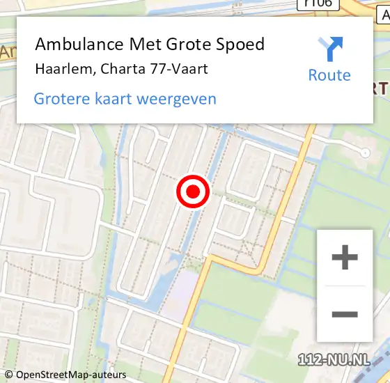 Locatie op kaart van de 112 melding: Ambulance Met Grote Spoed Naar Haarlem, Charta 77-Vaart op 28 mei 2023 20:23