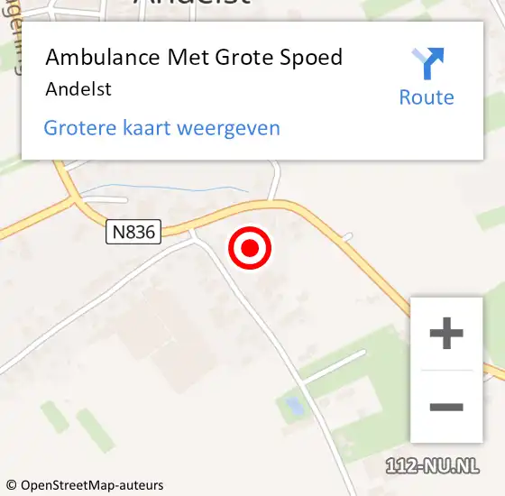 Locatie op kaart van de 112 melding: Ambulance Met Grote Spoed Naar Andelst op 28 mei 2023 20:37