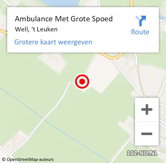 Locatie op kaart van de 112 melding: Ambulance Met Grote Spoed Naar Well, 't Leuken op 27 augustus 2014 05:30