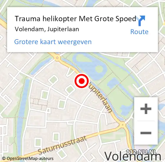 Locatie op kaart van de 112 melding: Trauma helikopter Met Grote Spoed Naar Volendam, Jupiterlaan op 28 mei 2023 21:07