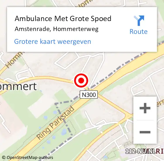 Locatie op kaart van de 112 melding: Ambulance Met Grote Spoed Naar Amstenrade, Hommerterweg op 27 augustus 2014 05:46