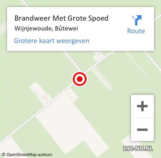 Locatie op kaart van de 112 melding: Brandweer Met Grote Spoed Naar Wijnjewoude, Bûtewei op 28 mei 2023 21:32