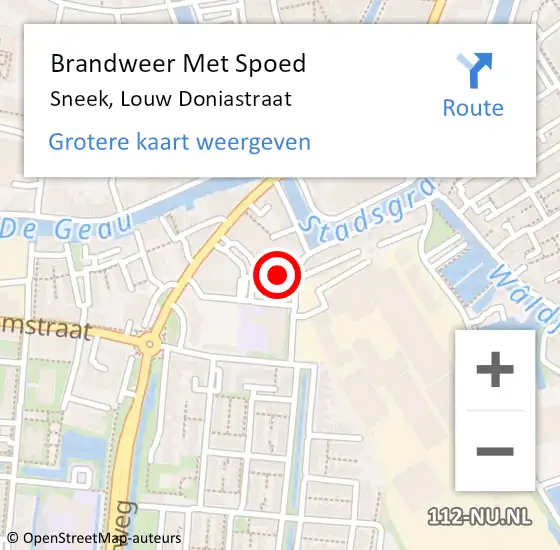 Locatie op kaart van de 112 melding: Brandweer Met Spoed Naar Sneek, Louw Doniastraat op 28 mei 2023 21:34