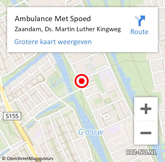 Locatie op kaart van de 112 melding: Ambulance Met Spoed Naar Zaandam, Ds. Martin Luther Kingweg op 28 mei 2023 22:15