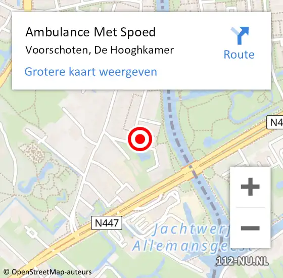 Locatie op kaart van de 112 melding: Ambulance Met Spoed Naar Voorschoten, De Hooghkamer op 28 mei 2023 22:16