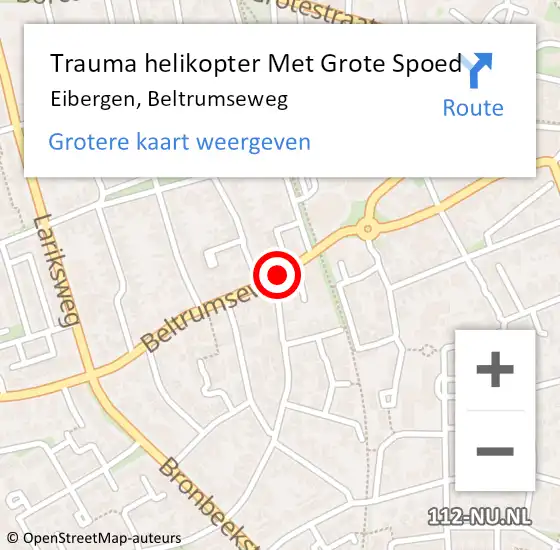 Locatie op kaart van de 112 melding: Trauma helikopter Met Grote Spoed Naar Eibergen, Beltrumseweg op 28 mei 2023 22:27