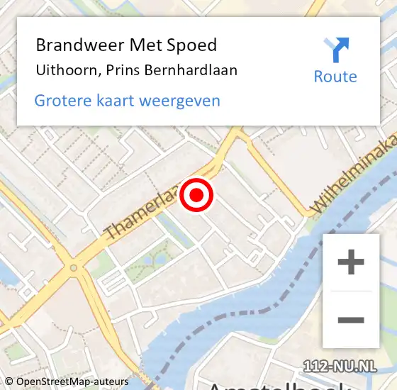 Locatie op kaart van de 112 melding: Brandweer Met Spoed Naar Uithoorn, Prins Bernhardlaan op 28 mei 2023 22:40