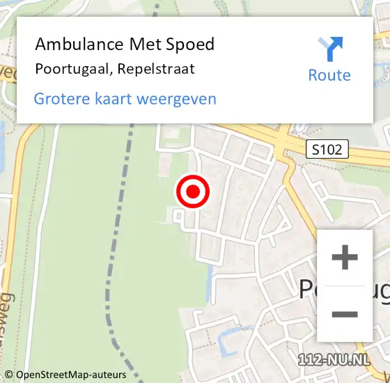 Locatie op kaart van de 112 melding: Ambulance Met Spoed Naar Poortugaal, Repelstraat op 28 mei 2023 23:04