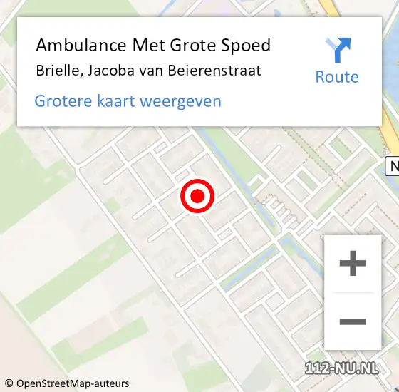 Locatie op kaart van de 112 melding: Ambulance Met Grote Spoed Naar Brielle, Jacoba van Beierenstraat op 28 mei 2023 23:39