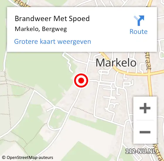 Locatie op kaart van de 112 melding: Brandweer Met Spoed Naar Markelo, Bergweg op 28 mei 2023 23:46