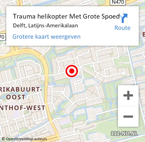 Locatie op kaart van de 112 melding: Trauma helikopter Met Grote Spoed Naar Delft, Latijns-Amerikalaan op 28 mei 2023 23:47