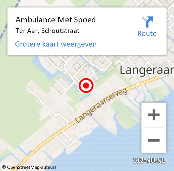 Locatie op kaart van de 112 melding: Ambulance Met Spoed Naar Ter Aar, Schoutstraat op 27 augustus 2014 06:32