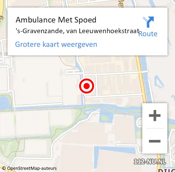 Locatie op kaart van de 112 melding: Ambulance Met Spoed Naar 's-Gravenzande, van Leeuwenhoekstraat op 28 mei 2023 23:57