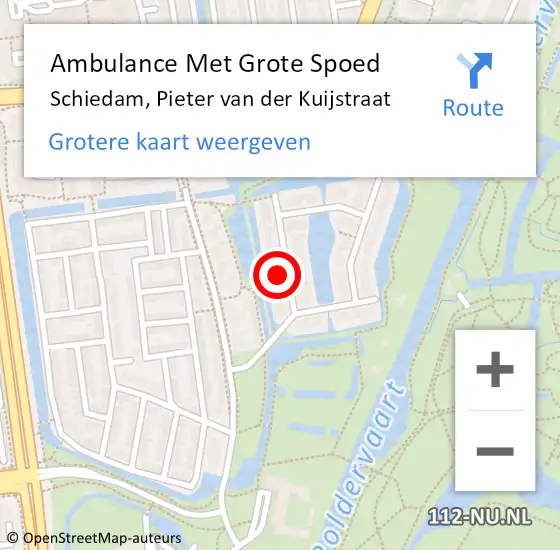 Locatie op kaart van de 112 melding: Ambulance Met Grote Spoed Naar Schiedam, Pieter van der Kuijstraat op 29 mei 2023 00:49