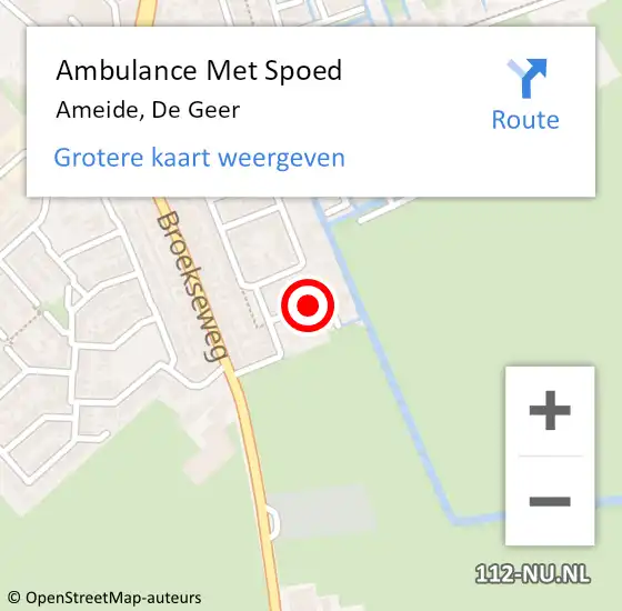 Locatie op kaart van de 112 melding: Ambulance Met Spoed Naar Ameide, De Geer op 29 mei 2023 01:21