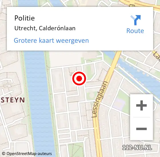 Locatie op kaart van de 112 melding: Politie Utrecht, Calderónlaan op 29 mei 2023 01:31