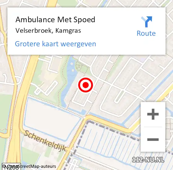 Locatie op kaart van de 112 melding: Ambulance Met Spoed Naar Velserbroek, Kamgras op 29 mei 2023 01:32