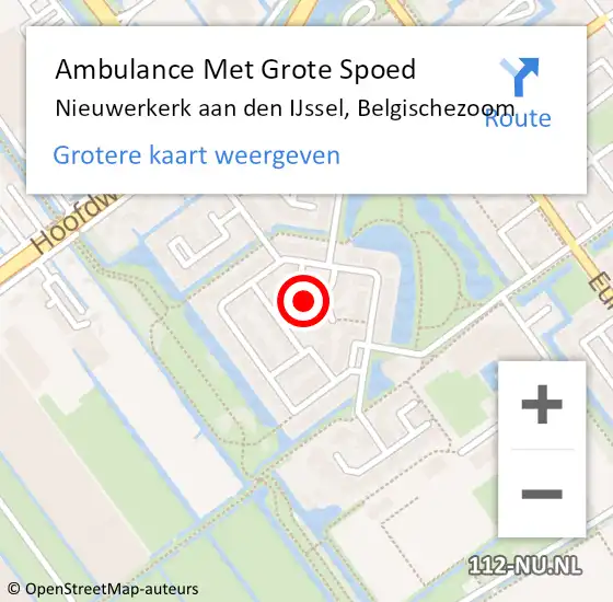 Locatie op kaart van de 112 melding: Ambulance Met Grote Spoed Naar Nieuwerkerk aan den IJssel, Belgischezoom op 29 mei 2023 02:33