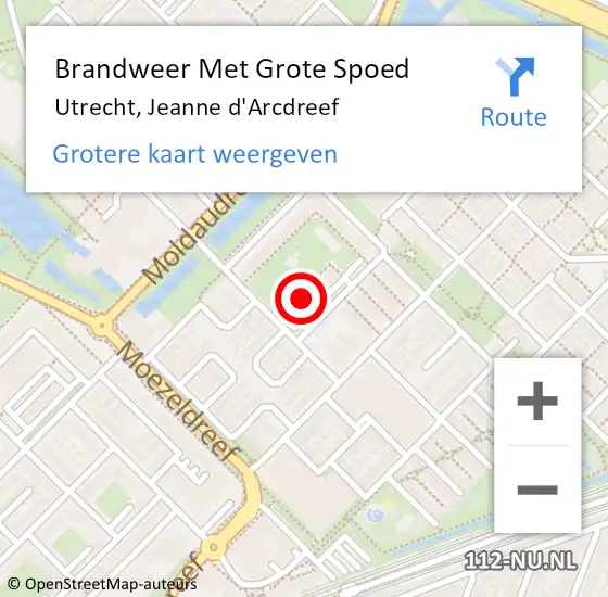 Locatie op kaart van de 112 melding: Brandweer Met Grote Spoed Naar Utrecht, Jeanne d'Arcdreef op 29 mei 2023 02:49