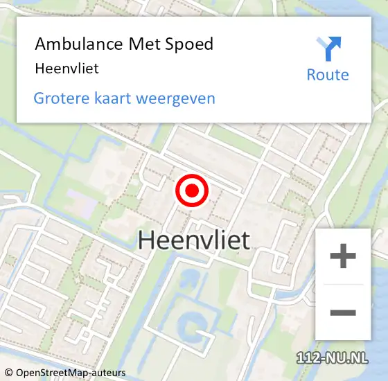 Locatie op kaart van de 112 melding: Ambulance Met Spoed Naar Heenvliet op 29 mei 2023 02:56