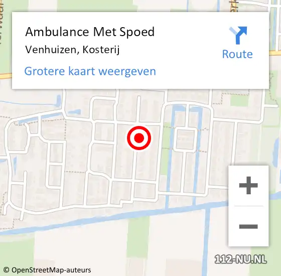 Locatie op kaart van de 112 melding: Ambulance Met Spoed Naar Venhuizen, Kosterij op 29 mei 2023 03:22