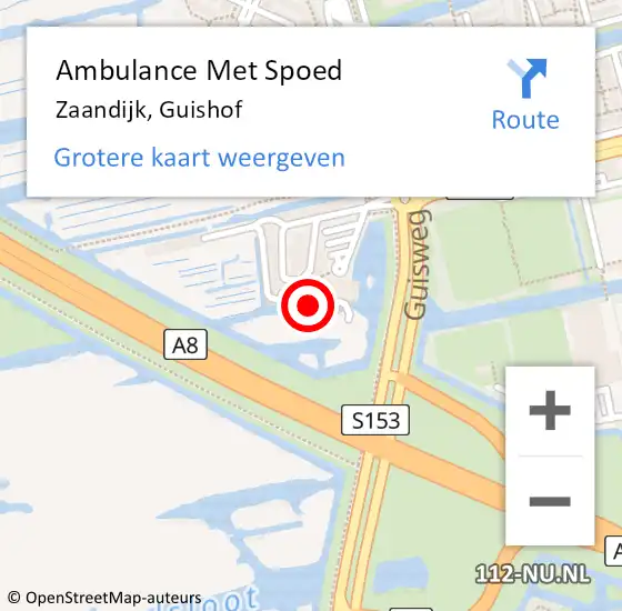 Locatie op kaart van de 112 melding: Ambulance Met Spoed Naar Zaandijk, Guishof op 29 mei 2023 04:01